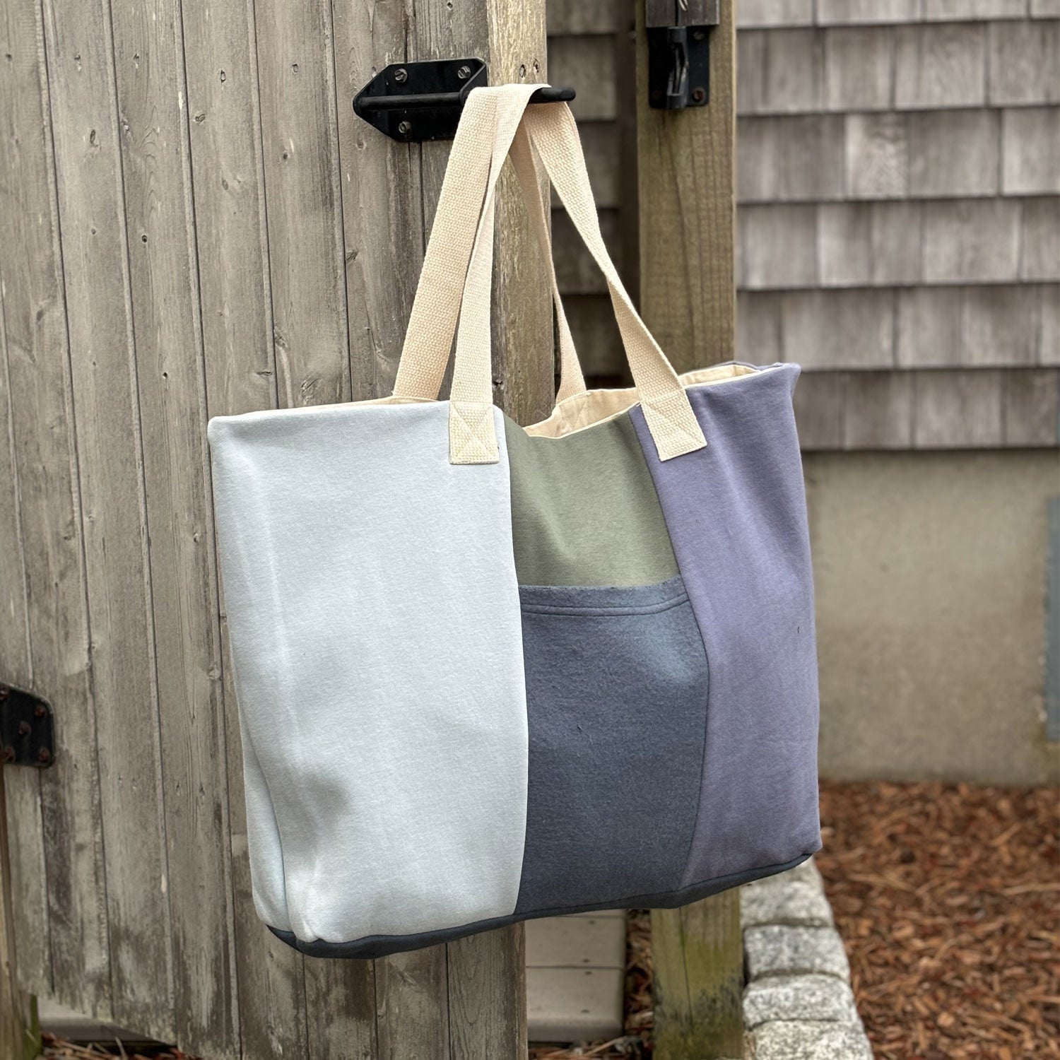 The Tote - Grey & Blue – Beantown Brand Apparel